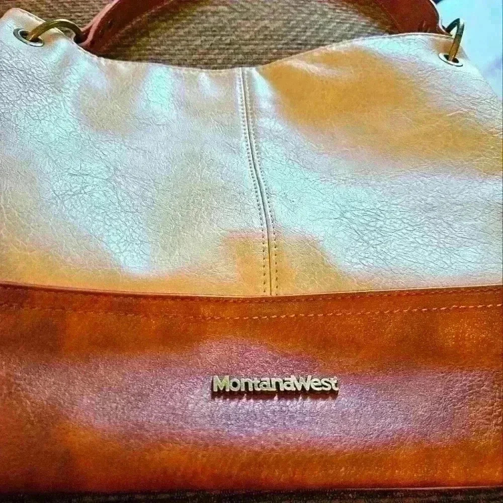 Montana West Hobo bag style purse Brown and Cream